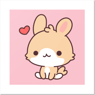 cute rabbit with heart Posters and Art